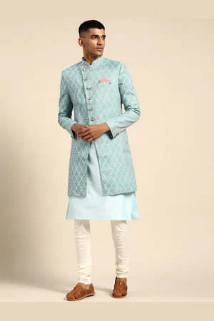 KISAH Men Woven Design Indowestern Sherwani Set