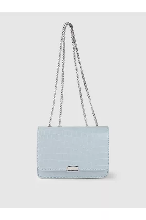 Lino Perros Women Blue Croc Textured Structured Shoulder Bag