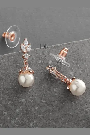 HOT AND BOLD Rose Gold & White Contemporary Drop Earrings
