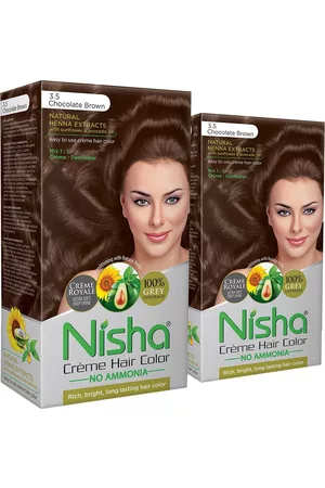 Nisha Unisex Brown Pack of 2 Creme Hair Color 120gm each- Chocolate Brown