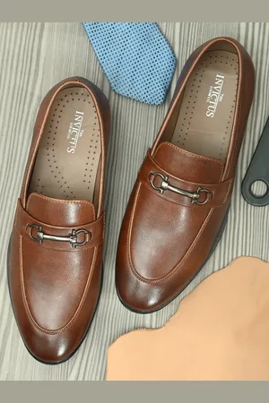 Invictus Men Tan Brown Solid Formal Slip On Shoes