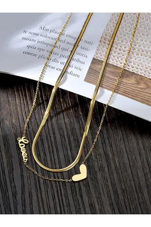 Yellow Chimes Women Gold plated Minimal Love heart Charm Designed Necklace