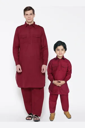 SG Boys Maroon Solid Kurta with Pyjamas