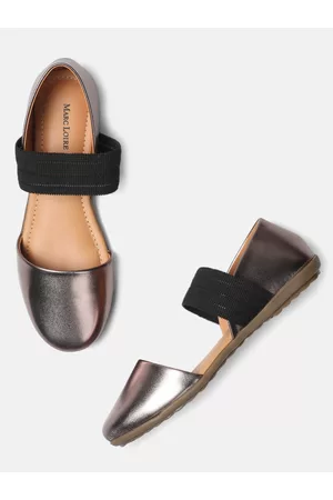 Marc Loire Women Gunmetal-Toned Solid Ballerinas