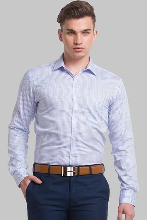 Park Avenue Men Blue Slim Fit Printed Organic Cotton Formal Shirt