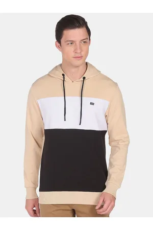 Arrow Men Colourblocked Hooded Sweatshirt