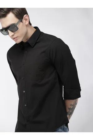 HARVARD Men Black Regular Fit Solid Casual Shirt