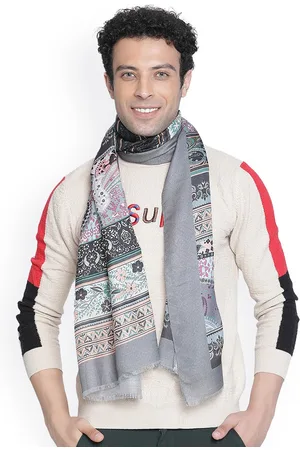 SHINGORA Men Grey Printed Wool Mufflers