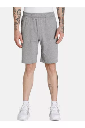 PUMA Men Grey Melange Knitted Cotton Sports Shorts