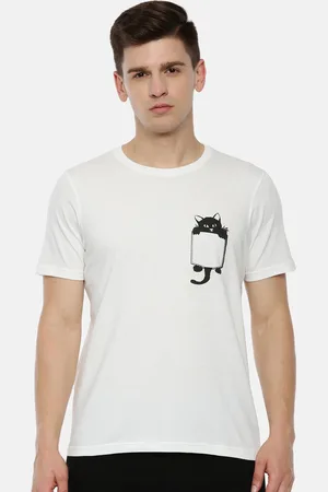 Bushirt Men White Printed Round Neck Pure Cotton T-shirt