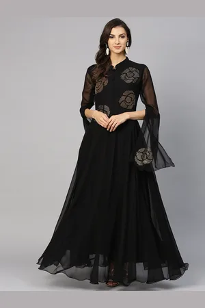 Inddus Women Black Embellished Maxi Dress