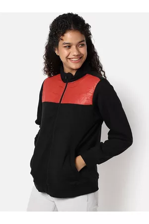 Campus Women Black Colourblocked Outdoor Tailored Jacket