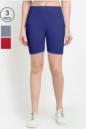 GRACIT Women Grey Pack Of 3 Cotton Cycling Sports Shorts