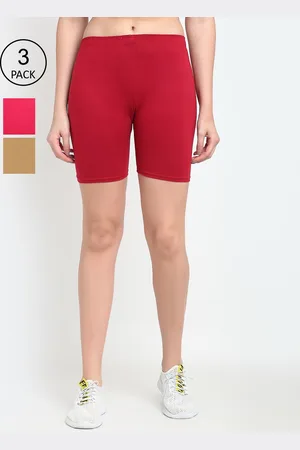 GRACIT Women Pack Of 3 Pink & yellow Mustard Cycling Sports Shorts