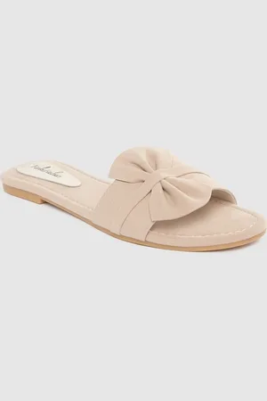 Funku Fashion Women Beige Open Toe Flats with Bows
