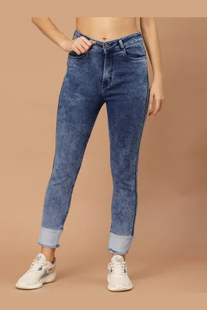 KASSUALLY Women Blue Skinny Fit Heavy Fade Stretchable Jeans