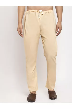 Jompers Men Beige Solid Pyjamas