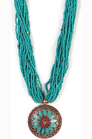 Bamboo Tree Jewels Green Metal Handcrafted Necklace