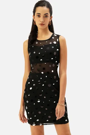 Martini Black Embellished Net Bodycon Dress