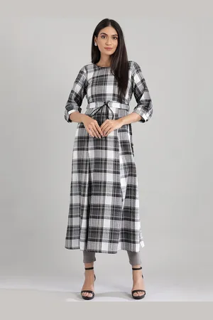 AURELIA Black Checked Empire Midi Dress