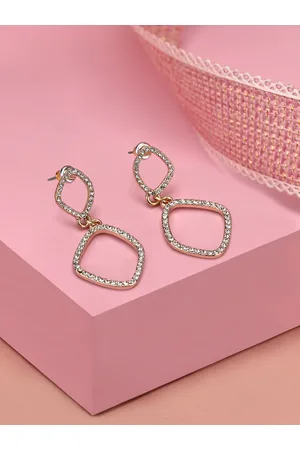 Accessorize London Women Pave Organic Oval Drop Earrings