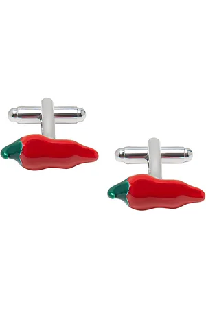 Bodha Silver-Plated & Red Chilli Shaped Cufflink