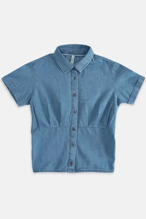 Pantaloons Blue Denim Blouson Top