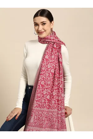Sangria Women Pink & White Kashmiri Embroidery Shawl