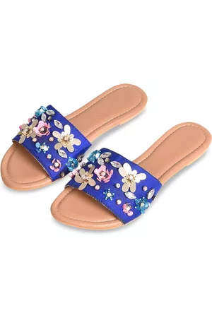 Sole House Women Blue Printed Open Toe Flats