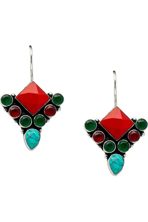Shivansh Women Silver-Toned Contemporary Drop Earrings
