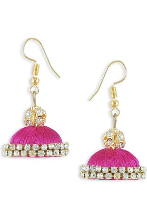 Akshara Clothing Pink Dome Shaped Handcrafted Jhumkas