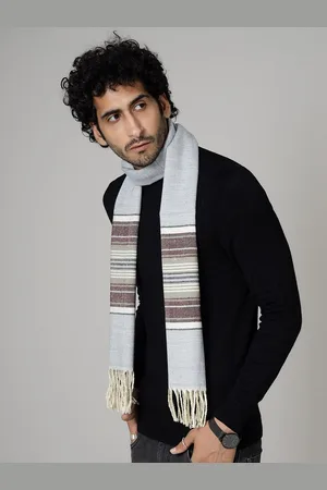 HANDICRAFT PALACE Men Blue Striped Woolen Mufflers