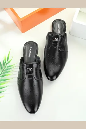 San Frissco Men Black Perforations Lightweight Mules