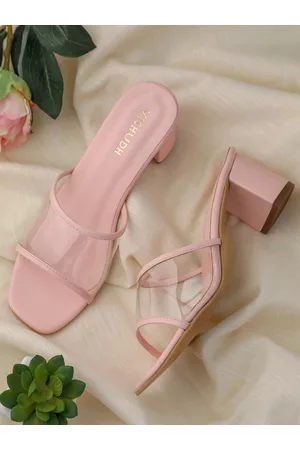 Vishudh Women Pink & Transparent Solid Sandals