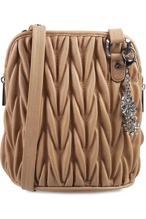 Metro Beige Textured PU Structured Sling Bag with Quilted