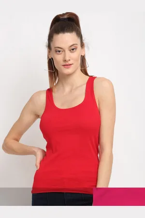 Friskers Women Pack of 2 Red & Pink Tank Top
