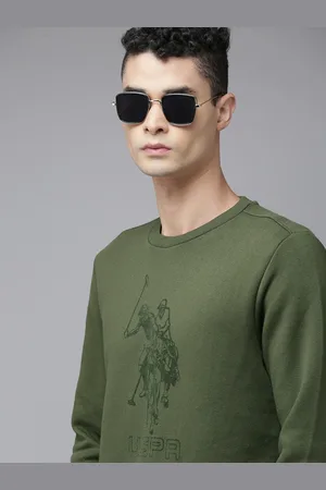 Ralph Lauren U S Polo Assn Denim Co Men Olive Green Printed Sweatshirt