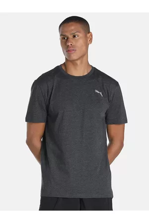 PUMA Men Black Energy Ss Cotton Solid Training & Gym T-shirt