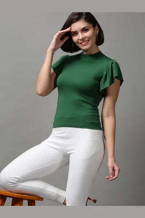 SHOWOFF Women Green High Neck Top