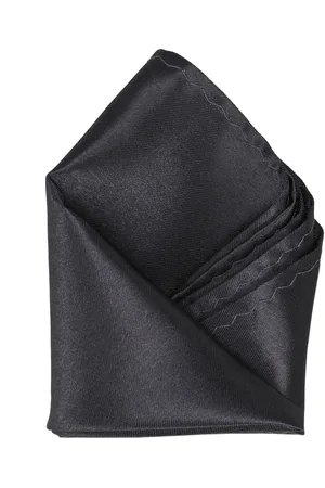 Calvadoss Men Charcoal Grey Solid Pocket Square