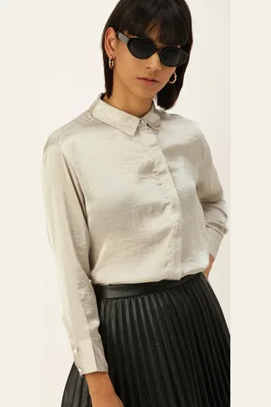 Invictus Women Beige Regular Fit Solid Casual Shirt