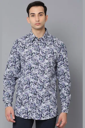 Lindbergh Men Blue & White Regular Fit Printed Casual Shirt
