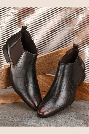 San Frissco Men Brown Textured Lightweight Chelsea Boots