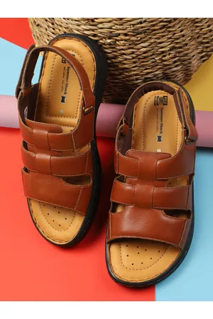Red Chief Men Brown Leather Comfort Sandals