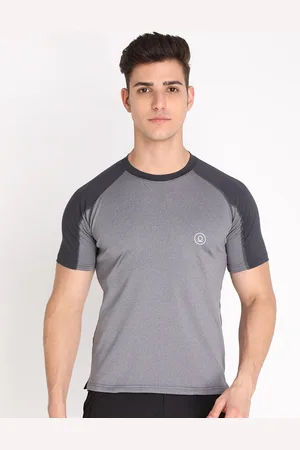 CHKOKKO Men Grey Training or Gym T-shirt