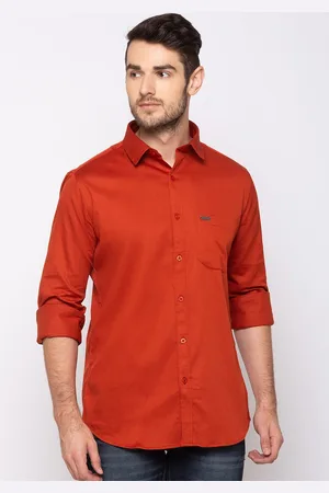Giordano Men Orange Solid Slim Fit Casual Shirt