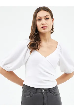 Buy Harpa Women Rose Solid Cut Out Crop Top - Tops for Women 8485273
