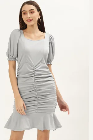 U&F Grey Solid Bodycon Dress