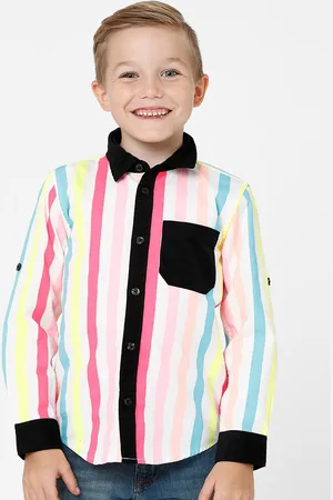 KATE & OSCAR Boys Standard Striped Cotton Casual Shirt