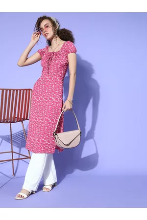 Berrylush Gorgeous Pink Polyester Bustier Kurta